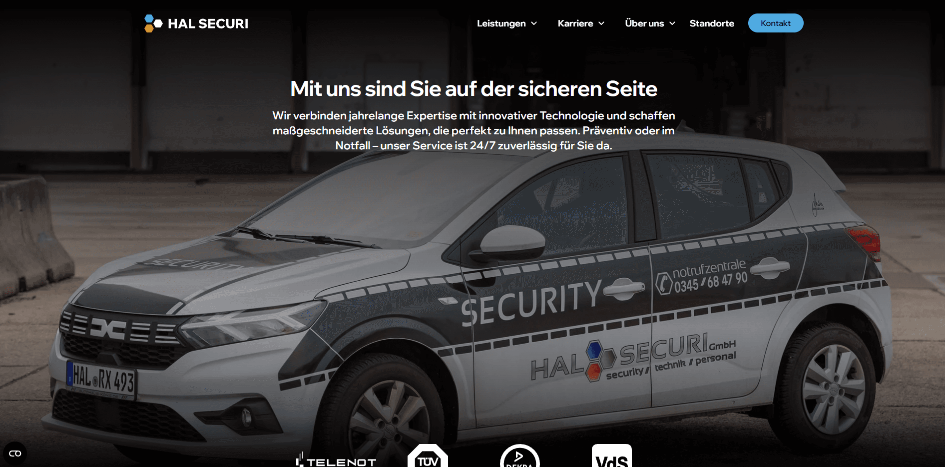 Ein Bild der Startseite von hal-securi.com