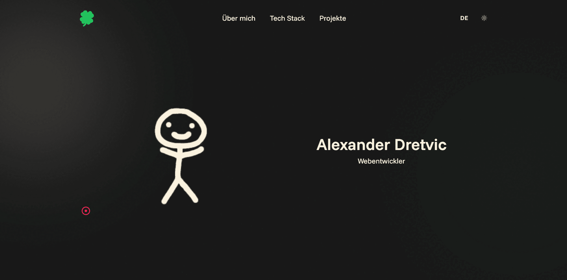 Ein Bild von der Startseite des Portfolios.