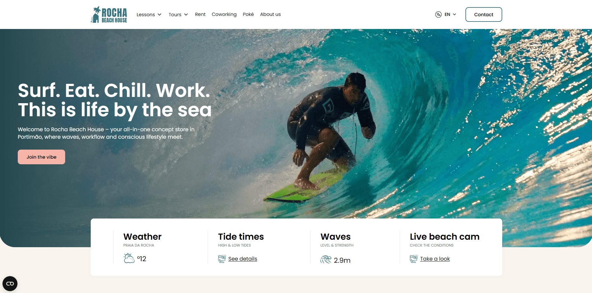 Ein Bild der Startseite von rochabeachhouse.com